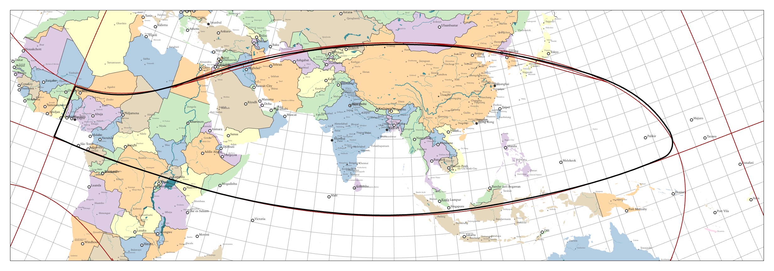 Map with the template and several seam line possibilities, none quite aligned with the template